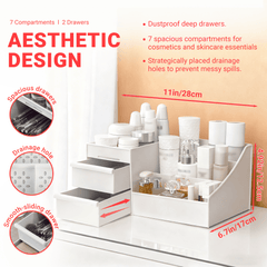 Makeup Organizer with Drawers, Skincare Organizers for Vanity Dresser Bathroom Countertop, Large Cosmetic Organizer for Skincare, Lipstick, Palettes, Jewelry