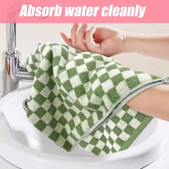 5 Pack Cotton Hand Towels, Checkered Pattern, Multi-Color, 13 x 29 Inches, Quick Drying, Modern Style, Soft and Absorbent for Bathroom, Kitchen, Gym, Spa