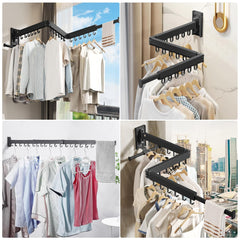 CLIPORE Retractable Clothesline Indoor, Foldable Wall Mounted Clothes Drying Rack, Space-Saving Laundry Rack for Bathroom and Balcony, Send Goods from Local Warehouse