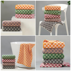 5 Pack Hand Towels for Bathroom, Checkered Cotton Towels, Soft Absorbent, 13 x 29 Inches for Kitchen, Spa, and Gym, Send Goods from Local Warehouse