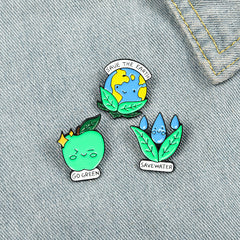 Foreign trade cartoon creative plant-shaped jewelry brooch, water conservation, green environmental protection letter brooch badge