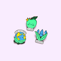 Foreign trade cartoon creative plant-shaped jewelry brooch, water conservation, green environmental protection letter brooch badge
