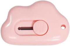 Mini Box Cutter Cloud Utility Retractable Art Knives Letter Opener Envelope Slitter, Cloud Shaped Carton Portable Cutter for Opening Plastic Packages (Pink)