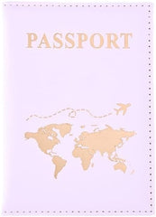 Generic Maimai PU Passport Protective Cover Women Men Travel Passport Ticket Holder Case Letter Print ID Card Passport Holder Clip Bags (Blue)