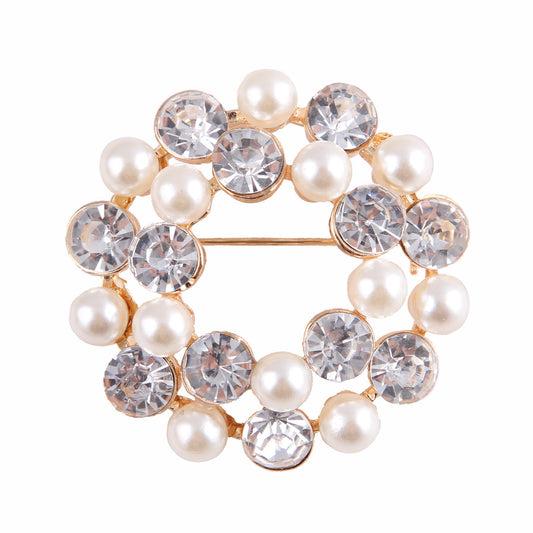 Korean version of fashion pearl hollow rhinestone brooch trend corsage brooch women's accessories factory direct sales one piece hair