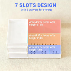 Makeup Organizer with Drawers, Cosmetic Organizer for Vanity Dresser Bathroom Countertop, Large Capacity Makeup Organizer for Skincare, Lipstick, Palettes, Perfume & Brush Display Holder