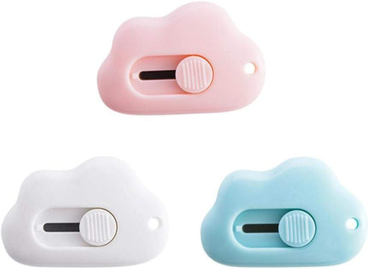 Cloud Portable Box Cutter,Retractable Art Cutter Utility Knife,Cloud Shaped Kawaii Letter Opener,School Stationery Cute Paper Cutter for Packages,Letters and Cardboard Boxes Opening Office Home