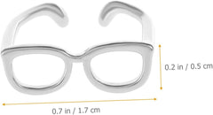Adjustable Eyeglass Shape Open Ring for Women and Teen Premium Copper Fashion Accessory Fits Comfortable Skin-friendly Design