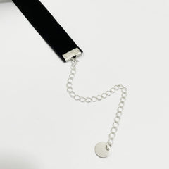 Prosy Gothic Choker Necklace Silver Black Velvet Statement Collar Necklaces for Women and Girls