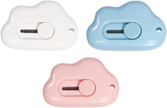 Mini Box Cutter Cloud Utility Retractable Art Knives Letter Opener Envelope Slitter, Cloud Shaped Carton Portable Cutter for Opening Plastic Packages (Pink)