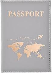 Generic Maimai PU Passport Protective Cover Women Men Travel Passport Ticket Holder Case Letter Print ID Card Passport Holder Clip Bags (Blue)