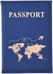 Generic Maimai PU Passport Protective Cover Women Men Travel Passport Ticket Holder Case Letter Print ID Card Passport Holder Clip Bags (Blue)
