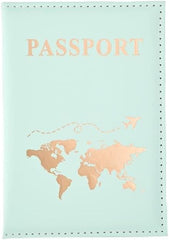 Generic Maimai PU Passport Protective Cover Women Men Travel Passport Ticket Holder Case Letter Print ID Card Passport Holder Clip Bags (Blue)