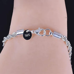 925 Sterling Silver Bracelets for Women Teen Girls, Twist Bangle Fashion Vintage Couples Hollow Wavy Design Charm Chain Bangle Fashion Jewelry Gifts