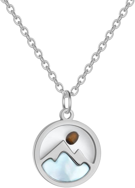 Yixinjew Rose Gold Mountain Mustard Seed Pendant Necklace Stainless Steel Inspiration Faith Jewelry for Women