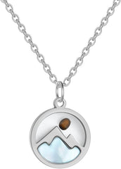 Yixinjew Rose Gold Mountain Mustard Seed Pendant Necklace Stainless Steel Inspiration Faith Jewelry for Women