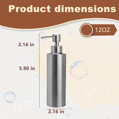 Soap dispenser, 12oz Stainless Steeel Refillable, Rustproof & Leakproof, Brushed Metal Lotion/Shampoo Bottle for Kitchen & Bathroom , Send Goods from Local Warehouse
