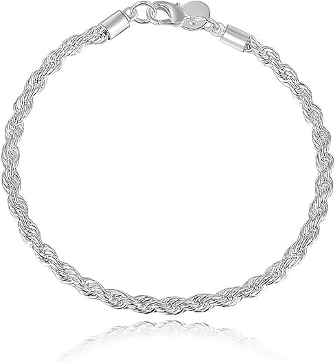 925 Sterling Silver Bracelets for Women Teen Girls, Twist Bangle Fashion Vintage Couples Hollow Wavy Design Charm Chain Bangle Fashion Jewelry Gifts