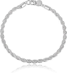 925 Sterling Silver Bracelets for Women Teen Girls, Twist Bangle Fashion Vintage Couples Hollow Wavy Design Charm Chain Bangle Fashion Jewelry Gifts