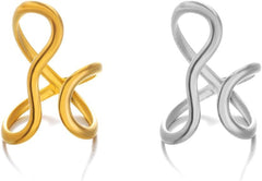 Chunky Rings For Women, Gold Silver Thumb Ring Asymmetrical Wavy Curve Ring Adjustable Non Tarnish Dainty Stainless Steel New Year Anniversary Birthday Jewelry Gift