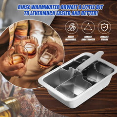 CLIPORE 6-Large Slot Ice Cube Trays Stainless Steel - Professional Heavy Duty Metal Icecube Mold, Non-Toxic Freezer Tray with Lever Release, Bar & Kitchen Use, Send Goods from Local Warehouse