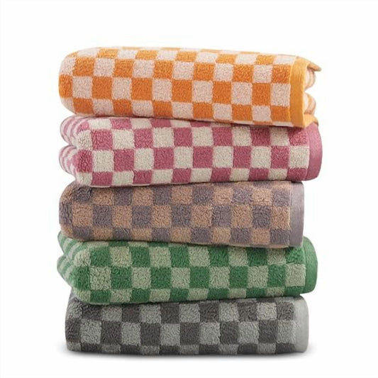 5 Pack Hand Towels for Bathroom, Checkered Cotton Towels, Soft Absorbent, 13 x 29 Inches for Kitchen, Spa, and Gym, Send Goods from Local Warehouse