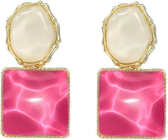 Acrylic Earrings for Women Geometric Square Resin Acrylic Earrings Dangle Drop Statement Vintage Party Jewelry