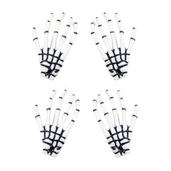 AKOAK 2 Pairs (4 Pcs) Halloween Hair Clip with Skeleton Hand Claw, Female Hair Styling Accessories for Girls (White)