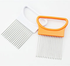 Kichvoe Prong Onion Holder and Vegetable Slicer with Non- Plastic Handle for Easy Cutting of Tomatoes Lemons Potatoes and More Precision Tool for Preparation