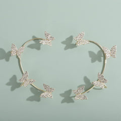 Jumwrit Rhinestone Butterfly Ear Cuffs Non Piercing Ear Clips Ear Cuffs Climber Crawler Earrings Ear Wrap around Earrings for Women(Gold)