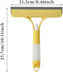 3 in 1 Window Cleaning Scraper with Spray, 2025 New Multi-Function Glass Cleaner Squeegee Tool for Shower Glass, Tile, Mirror Cleaning, All-Purpose Spray Function Brush with Ergonomic Handle (Yellow)