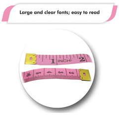 Measuring Tape - Body & Fabric Measure Tape for Sewing, Seamstress, Tailor, Cloth, Waist, Crafting, Fitness, Dual Sided Multipurpose Metric Tape- 60 inches - Light Pink - Pack of 1