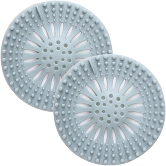 Hair Catcher Shower Drain Covers Protector Durable Silicone Bathtub Hair Stopper Easy to Install and Clean Suit for Bathroom Tub Shower and Sink, 2 Pack, Blue