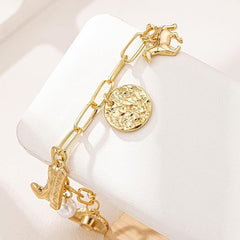 Western Charm Bracelet for Women Cowgirl Hat Western Bracelets Gold Cowboy Boot Bracelet Adjustable Pearl Horse Bracelets Trendy Elegant Jewelry Accessories