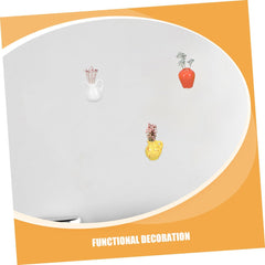 Luxshiny 3pcs Mini Ceramic Vase Magnets Magnetic Flower Vase for Fridge Mini Bud Magnets Resin Tiny Flowerpot Stickers Kitchen Decor