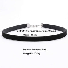 Prosy Gothic Choker Necklace Silver Black Velvet Statement Collar Necklaces for Women and Girls