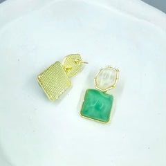 Asymmetric Rhomboid Dangle Earrings for Women Double Colored Irregular Geometric Studies Earrings for Girls Acrylic Drop Earrings Jewelry