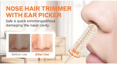 Practical,Super-Popular,Nasal Hair Cutter,2025 New Mini Double Sided Nose Hair Trimmer with Ear Picker,Handheld 360° Rotating Nose Hair Removal for Men,Women (2 Pcs)