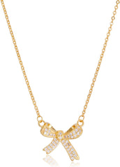 TESTRYE 18K Gold Bow Necklace,Dainty Bow Pendent Choker Necklace Bowknot Bow Tie Necklace for Women