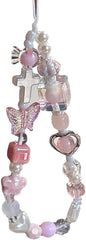 Cute Phone Charms Aesthetic Punk Cross Butterfly Beaded Phone Strap Y2K Cell Phone Charms Cute Accessories for Phone Bag Keychain Camera Pendants