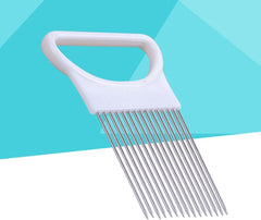 Kichvoe Prong Onion Holder and Vegetable Slicer with Non- Plastic Handle for Easy Cutting of Tomatoes Lemons Potatoes and More Precision Tool for Preparation