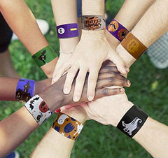 JoFAN 48 PCS Halloween Slap Bracelets Toys for Kids Girls Boys Halloween Party Favors Halloween Treat Bags Gifts