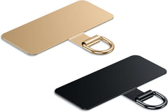 Heavy Duty Tether Tab - 44lbs Load Capacity, Metal Lanyard Patch & Strap Adapter for iPhone Android, Universal for Full Phone Cases (Fashion Silver+Black)