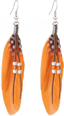 Feather Earrings Women vintage bohemian long drop