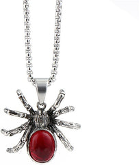 VNEWSCHI Red Spider Pendant Necklaces Gothic Red Crystal Cute Spider Pendant Necklaces Punk Rock Retro Insect Animal Choker for Men Boyfriend Gift Party Club Jewelry