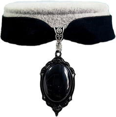Caiguoer Halloween Necklace Gothic Jewellery Black Choker Crystal Pendant Vampire Necklace Halloween Jewellery for Women