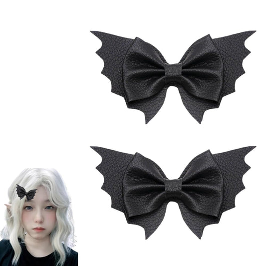 Bat Hair Clips for Women Bow Hair Clip for Curly Thick Hair Barrettes for Women Halloween Hair Clips for Cosplay Goth Hair Accessories for Long Fine Hair Clips for Girls Non Slip Hairclip 2 PCS