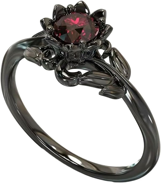 Multipurpose Skull Gothic Rings Retro Black Gold Heart Love Crystals Zirconia Accessory for Christmas Valentines Day