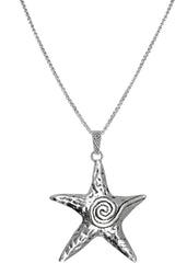 Starfish Necklace for Women Gold Star Swirl Pendant Necklace Summer Beach Ocean Shell Necklace Starfish Seashell Charm Necklace Trendy Vacation Star Jewelry