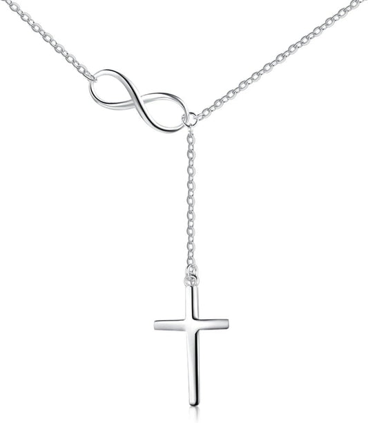 925 Sterling Silver Simple Cross Pendant Necklace for Women Christian Birthday Baptism Gift
